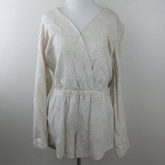 Anthropologie Cloth & Stone Reptile Print Linen Blend Romper s - Picture 3 of 11